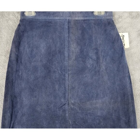 Passports Vest Skirt Set Womens Medium Blue Leather Full Zip Vintage Knee Length - Picture 16 of 16